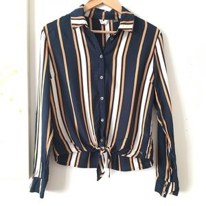 Roxy ‘Suburb Vibes’ LS Tie Front Top S